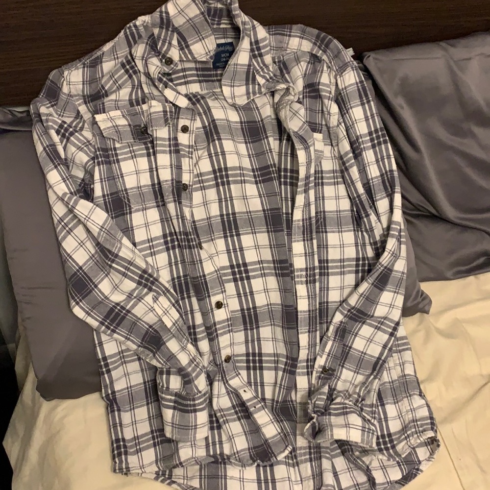 Faded Glory white & gray flannel